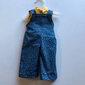 American Girl Doll overalls and yellow top